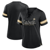 Fanatics New Orleans Saints Women's Play Script Lace-Up T-Shirt Black