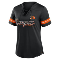 Fanatics Cincinnati Bengals Women's Play Script Lace-Up T-Shirt Black