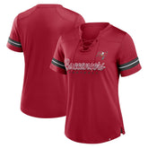 Fanatics Tampa Bay Buccaneers Women's Play Script Lace-Up T-Shirt Red