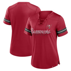 Fanatics Tampa Bay Buccaneers Women's Play Script Lace-Up T-Shirt Red