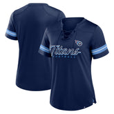 Fanatics Tennessee Titans Women's Play Script Lace-Up T-Shirt Navy