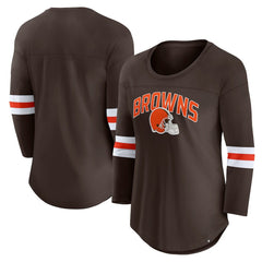 Fanatics Cleveland Browns Women's First Team Arch Logo 3/4 Sleeve T-Shirt Brown