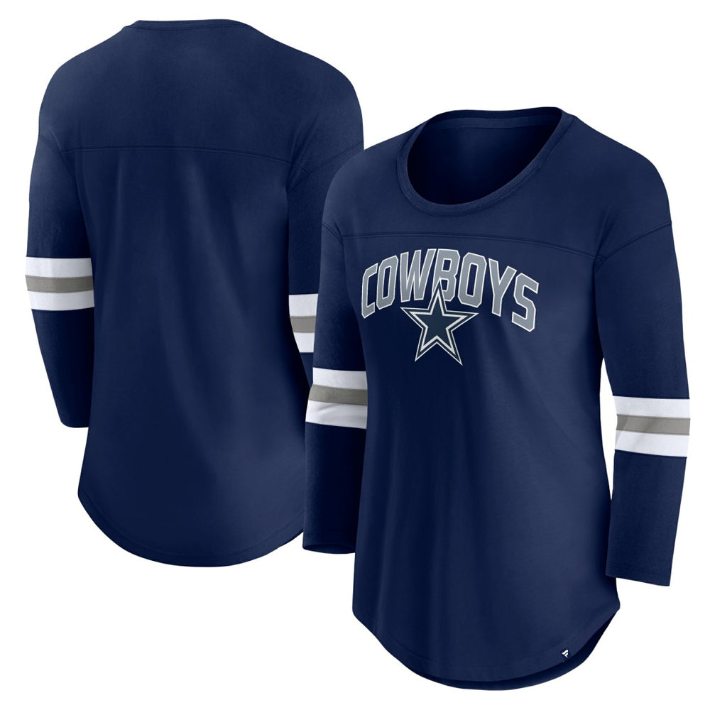 Fanatics Dallas Cowboys Women's First Team Arch Logo 3/4 Sleeve T-Shirt Navy