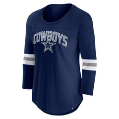 Fanatics Dallas Cowboys Women's First Team Arch Logo 3/4 Sleeve T-Shirt Navy
