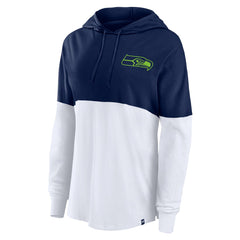 Fanatics Seattle Seahawks Women's Backup Option Long Sleeve Hoodie T-Shirt College Navy/White