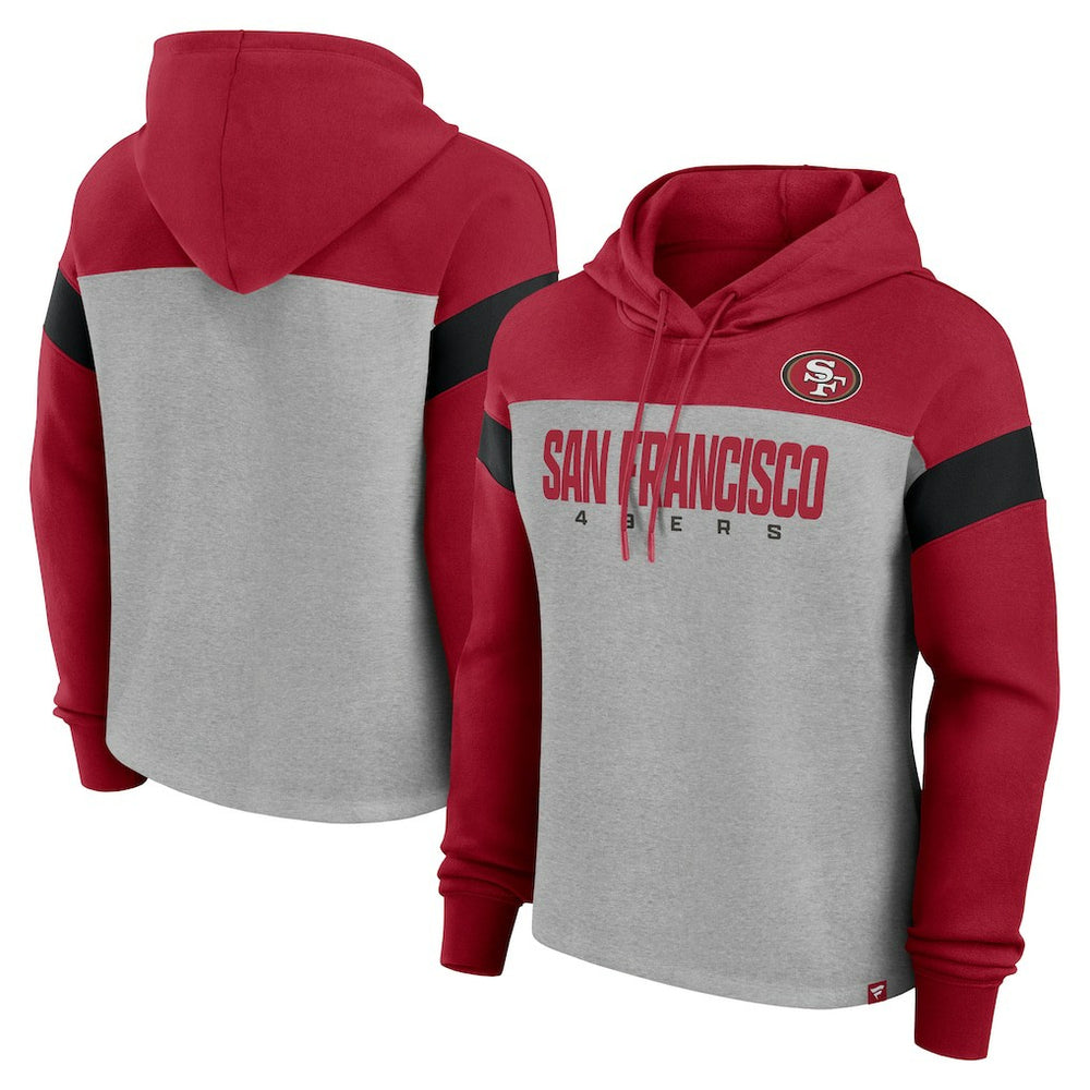 Fanatics San Francisco 49ers Women's Bold Play Call Pullover Hoodie Heather Gray/Scarlet
