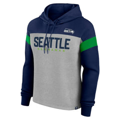 Fanatics Seattle Seahawks Women's Bold Play Call Pullover Hoodie Heather Gray/College Navy