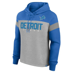 Fanatics Detroit Lions Women's Bold Play Call Pullover Hoodie Heather Gray/Blue