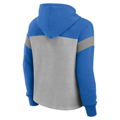 Fanatics Detroit Lions Women's Bold Play Call Pullover Hoodie Heather Gray/Blue