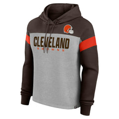 Fanatics Cleveland Browns Women's Bold Play Call Pullover Hoodie Heather Gray/Brown