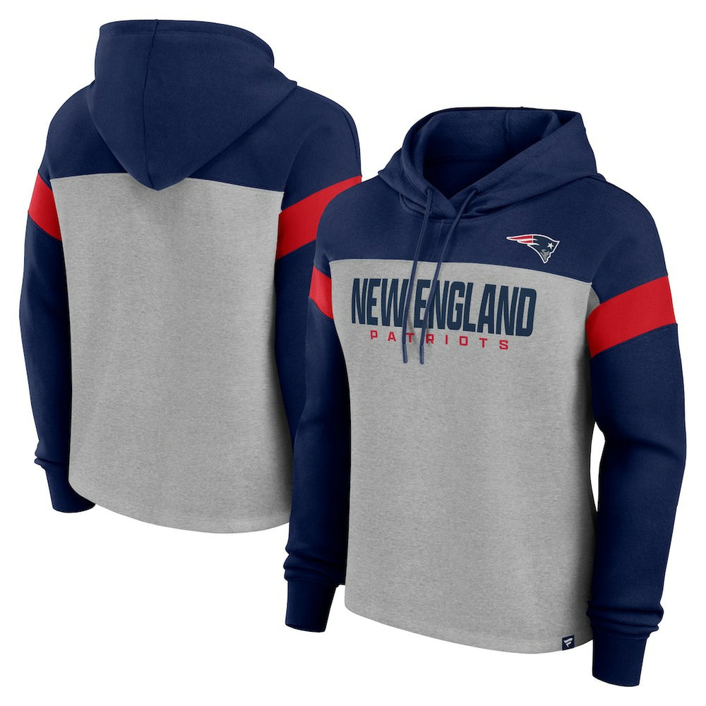 Fanatics New England Patriots Women's Bold Play Call Pullover Hoodie Heather Gray/Navy