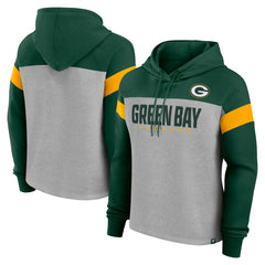 Fanatics Green Bay Packers Women's Bold Play Call Pullover Hoodie Heather Gray/Green