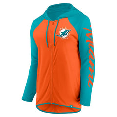 Fanatics Miami Dolphins Women's Script Full-Zip Hoodie Orange/Aqua