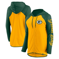Fanatics Green Bay Packers Women's Script Full-Zip Hoodie Gold/Green