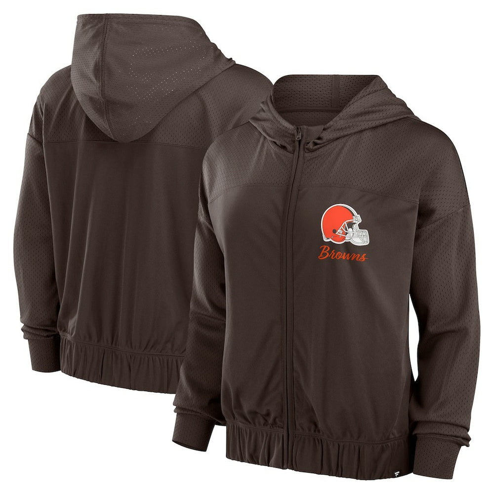 Fanatics Cleveland Browns Women's Script Lock Full-Zip Hoodie Brown