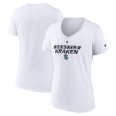 Seattle Kraken Fanatics Women's Authentic Pro Core Primary V-Neck T-Shirt - White - NHL 200864536