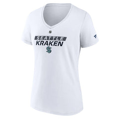 Seattle Kraken Fanatics Women's Authentic Pro Core Primary V-Neck T-Shirt - White - NHL 200864536