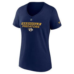 Nashville Predators Fanatics Women's Authentic Pro Core Primary V-Neck T-Shirt - Navy - NHL 200864546