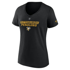Pittsburgh Penguins Fanatics Women's Authentic Pro Core Primary V-Neck T-Shirt - Black - NHL 200864561