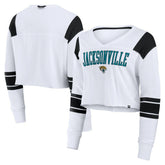 Fanatics Jacksonville Jaguars Women's Stretch Cropped Fashion Long Sleeve T-Shirt White