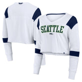 Fanatics Seattle Seahawks Women's Stretch Cropped Fashion Long Sleeve T-Shirt White