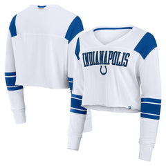Fanatics Indianapolis Colts Women's Stretch Cropped Fashion Long Sleeve T-Shirt White