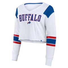 Fanatics Buffalo Bills Women's Stretch Cropped Fashion Long Sleeve T-Shirt White