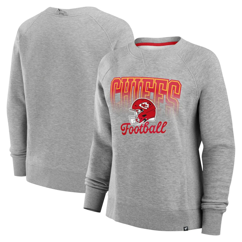 Fanatics Kansas City Chiefs Women's Hit Hard Fleece Pullover Sweatshirt Heather Gray