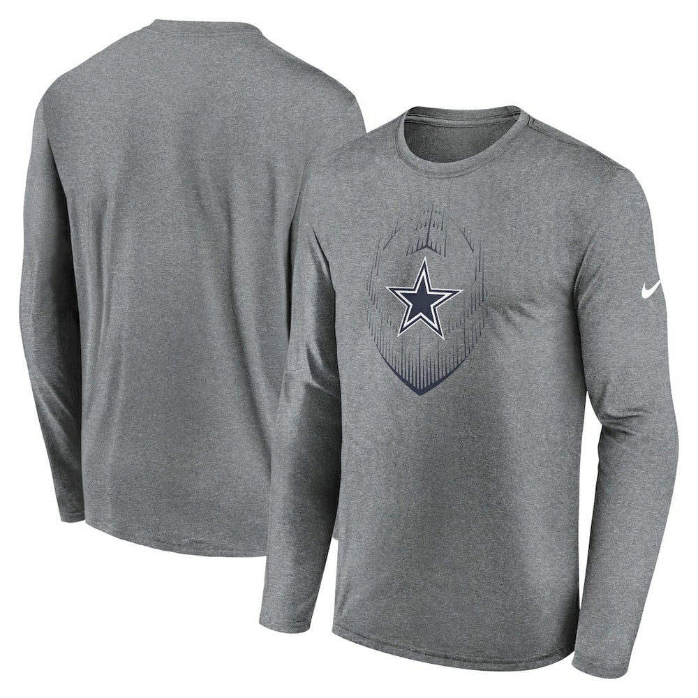 Nike Dallas Cowboys Icon Legend Performance Long Sleeve T-Shirt Heather Gray