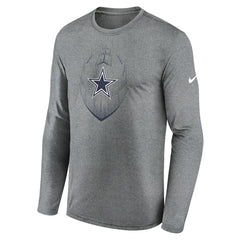 Nike Dallas Cowboys Icon Legend Performance Long Sleeve T-Shirt Heather Gray