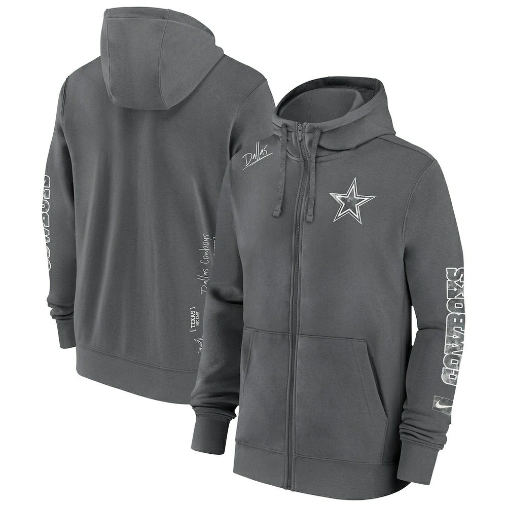 Nike Dallas Cowboys Primetime Club Full-Zip Hoodie Charcoal