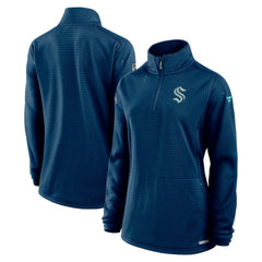 Seattle Kraken Fanatics Women's Authentic Pro Rink Lightweight Quarter-Zip Pullover Sweatshirt - Deep Sea Blue - NHL 200870445