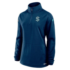 Seattle Kraken Fanatics Women's Authentic Pro Rink Lightweight Quarter-Zip Pullover Sweatshirt - Deep Sea Blue - NHL 200870445