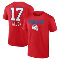 Josh Allen Buffalo Bills Team Wordmark Player Name & Number T-Shirt Red