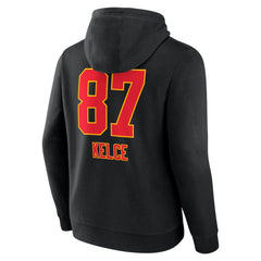 Travis Kelce Kansas City Chiefs Team Wordmark Player Name & Number Pullover Hoodie Black