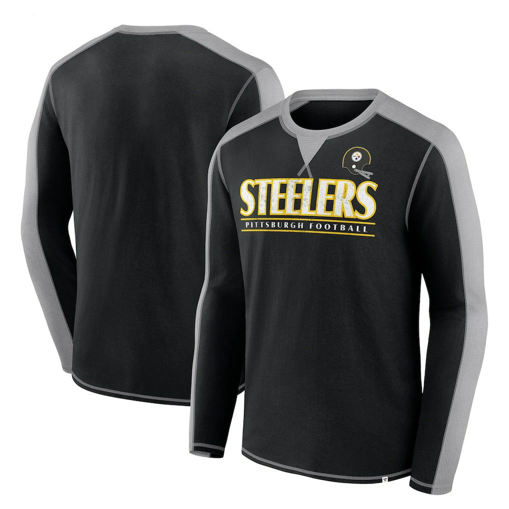 Fanatics Pittsburgh Steelers Behind the Line Long Sleeve T-Shirt Black/Gray