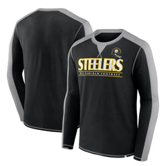 Fanatics Pittsburgh Steelers Behind the Line Long Sleeve T-Shirt Black/Gray