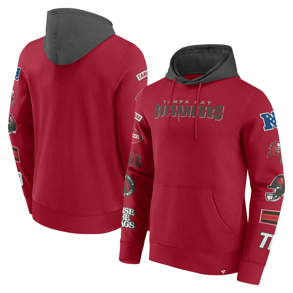 Fanatics Tampa Bay Buccaneers Patched Out Pullover Hoodie Red/Pewter