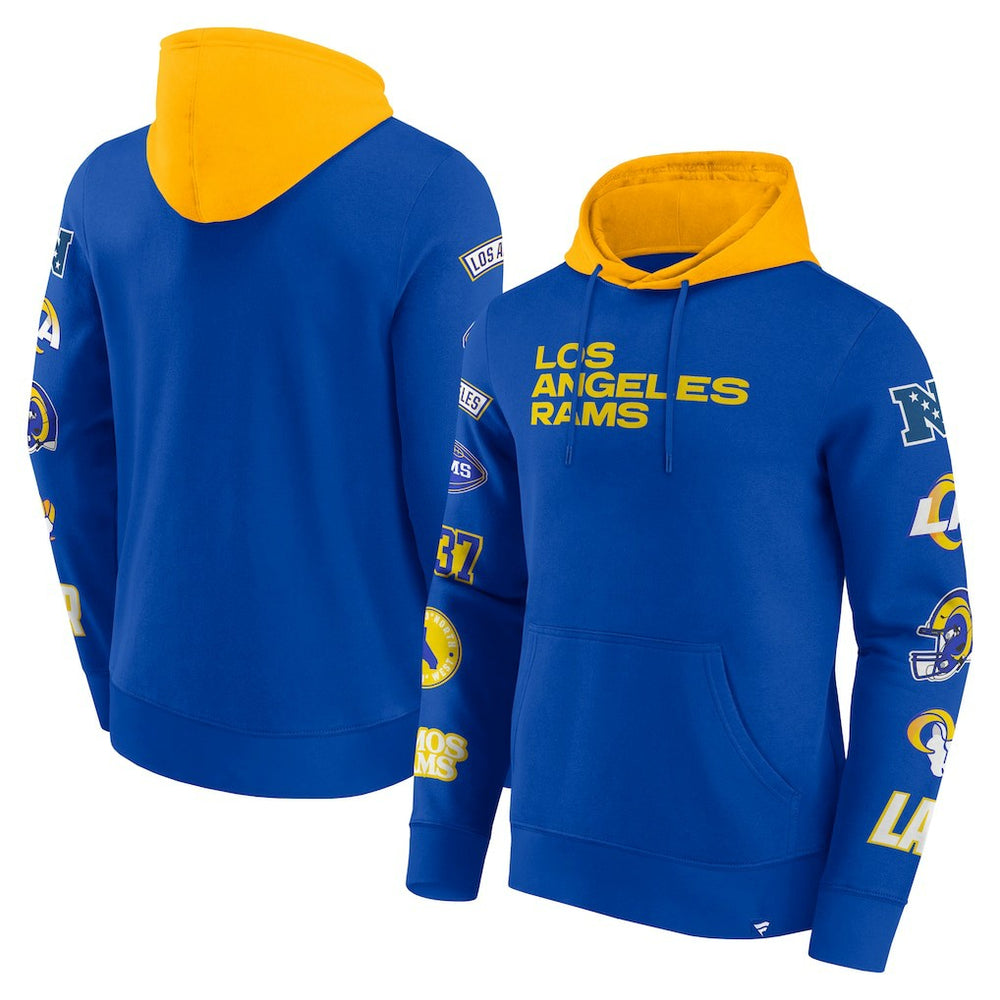 Fanatics Los Angeles Rams Patched Out Pullover Hoodie Royal/Gold
