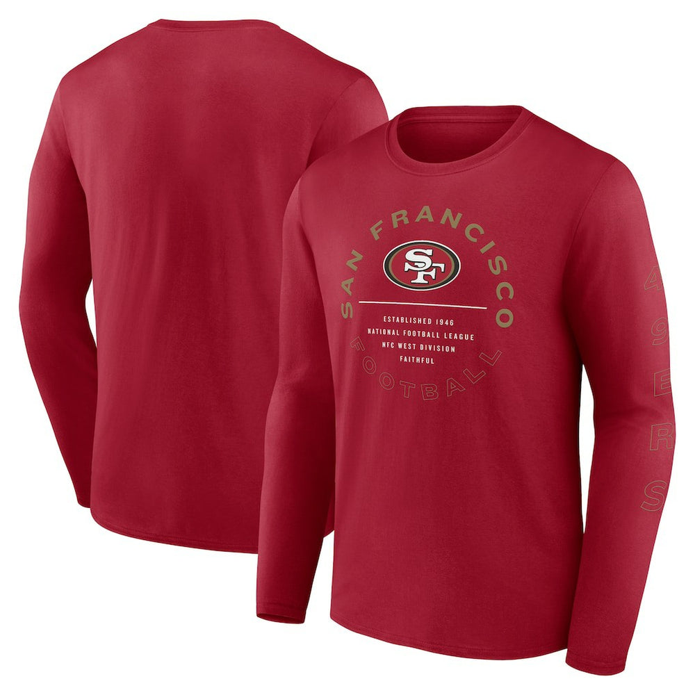 Fanatics San Francisco 49ers Stat Sheet Long Sleeve T-Shirt Scarlet