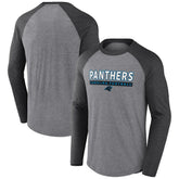 Fanatics Carolina Panthers Tri-Blend Raglan Long Sleeve T-Shirt Heather Gray/Charcoal