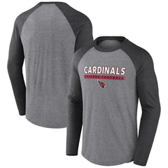 Fanatics Arizona Cardinals Tri-Blend Raglan Long Sleeve T-Shirt Heather Gray/Charcoal