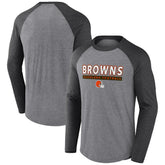 Fanatics Cleveland Browns Tri-Blend Raglan Long Sleeve T-Shirt Heather Gray/Charcoal