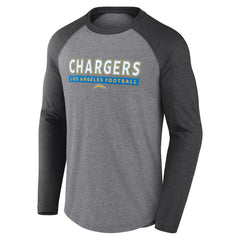 Fanatics Los Angeles Chargers Tri-Blend Raglan Long Sleeve T-Shirt Heather Gray/Charcoal