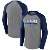 Fanatics Tennessee Titans Tri-Blend Raglan Long Sleeve T-Shirt Heather Gray/Navy