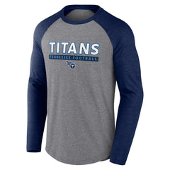 Fanatics Tennessee Titans Tri-Blend Raglan Long Sleeve T-Shirt Heather Gray/Navy