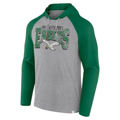 Fanatics Philadelphia Eagles Under Center Long Sleeve Hoodie T-Shirt Gray/Kelly Green