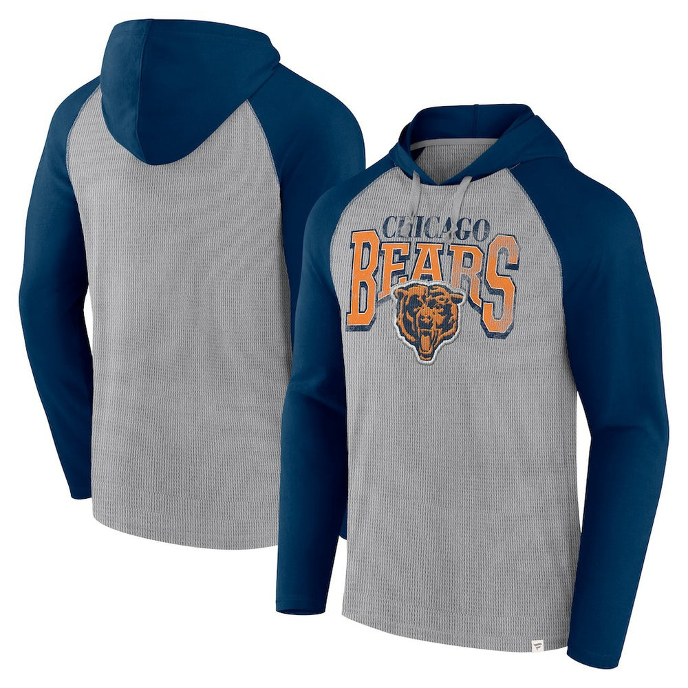 Fanatics Chicago Bears Under Center Long Sleeve Hoodie T-Shirt Gray/Navy