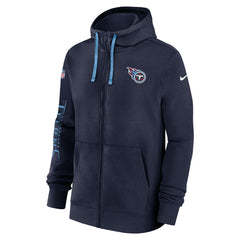 Nike Tennessee Titans 2024 Sideline Club Full-Zip Hoodie Navy