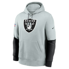 Nike Las Vegas Raiders 2024 Sideline Club Pullover Hoodie Silver